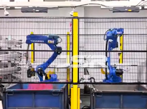 Industrial robot performs automated random bin picking of bearings